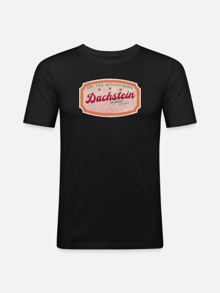 Dachstein Austria Alpine Badge Print - Men's Slim Fit T-Shirt - black