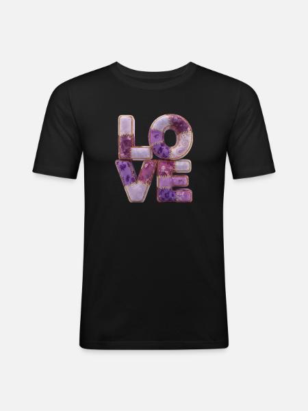 Patchwork Love Quiltlook Lettering - Men's Slim Fit T-Shirt - black
