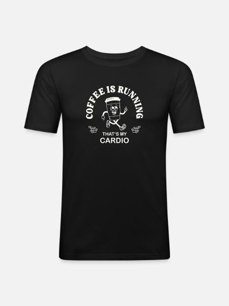 Coffee Is Running – Kaffeetrinker Spruch retro - Männer Slim Fit T-Shirt - Schwarz
