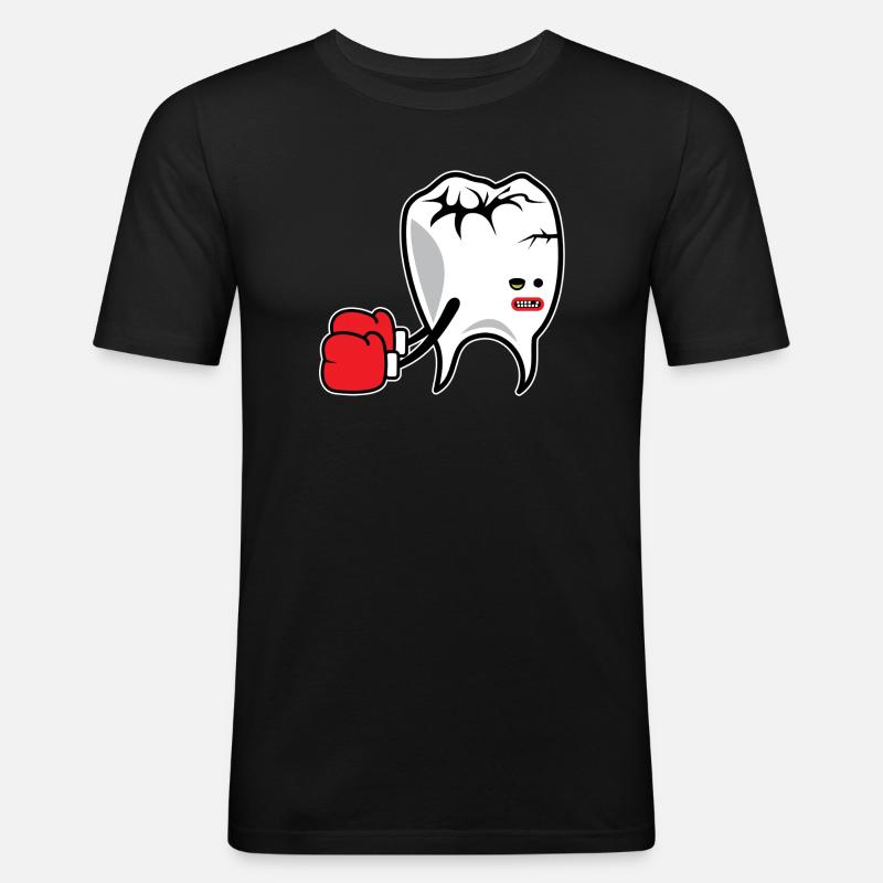 Tooth Boxer K.o. - Männer Slim Fit T-Shirt - Schwarz