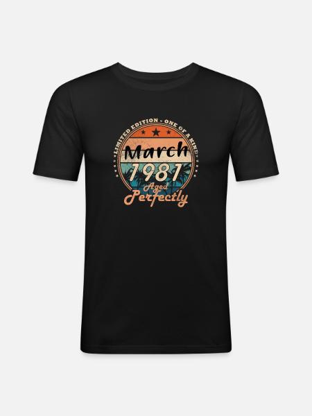 Birthday present march 1981 - Men's Slim Fit T-Shirt - black