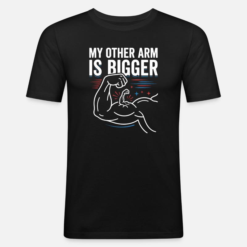 Anderer Arm Größer Meme - Männer Slim Fit T-Shirt - Schwarz