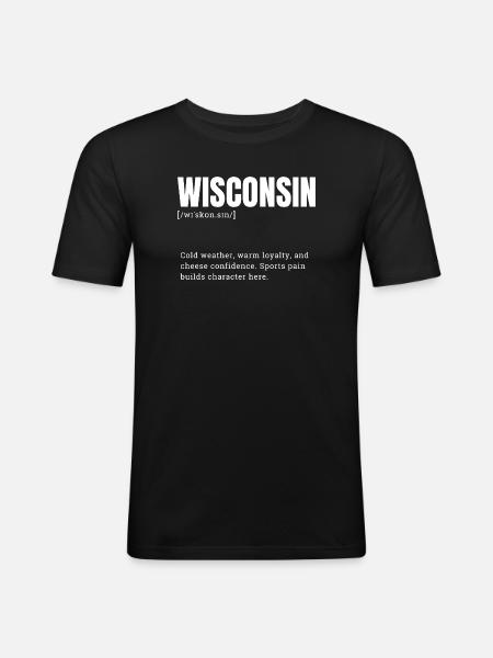 Wisconsin block font style - Men's Slim Fit T-Shirt - black