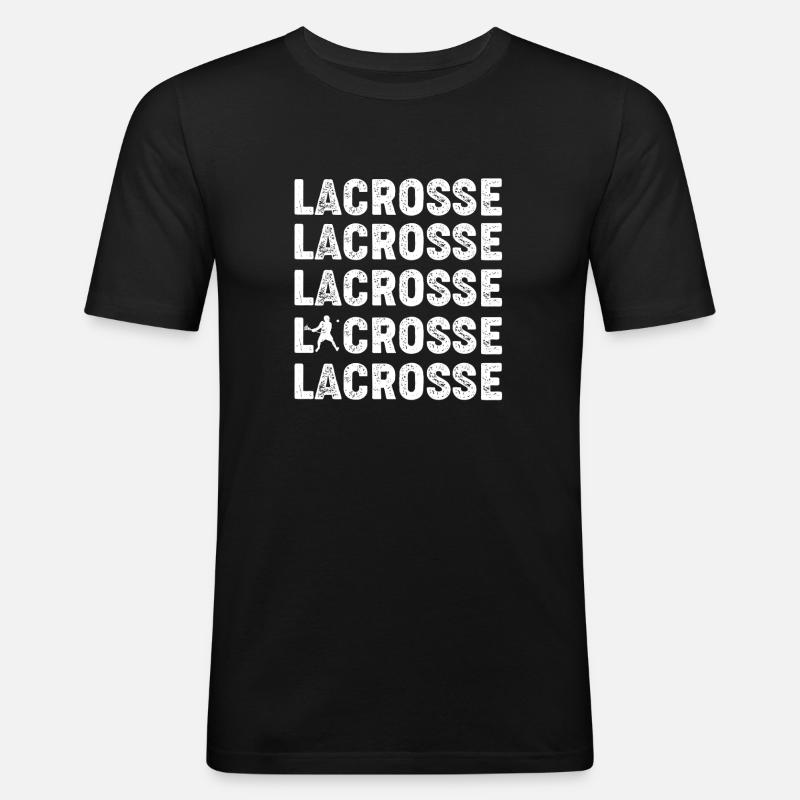 Lacrosse Repeated Text Bold Design - Men's Slim Fit T-Shirt - black