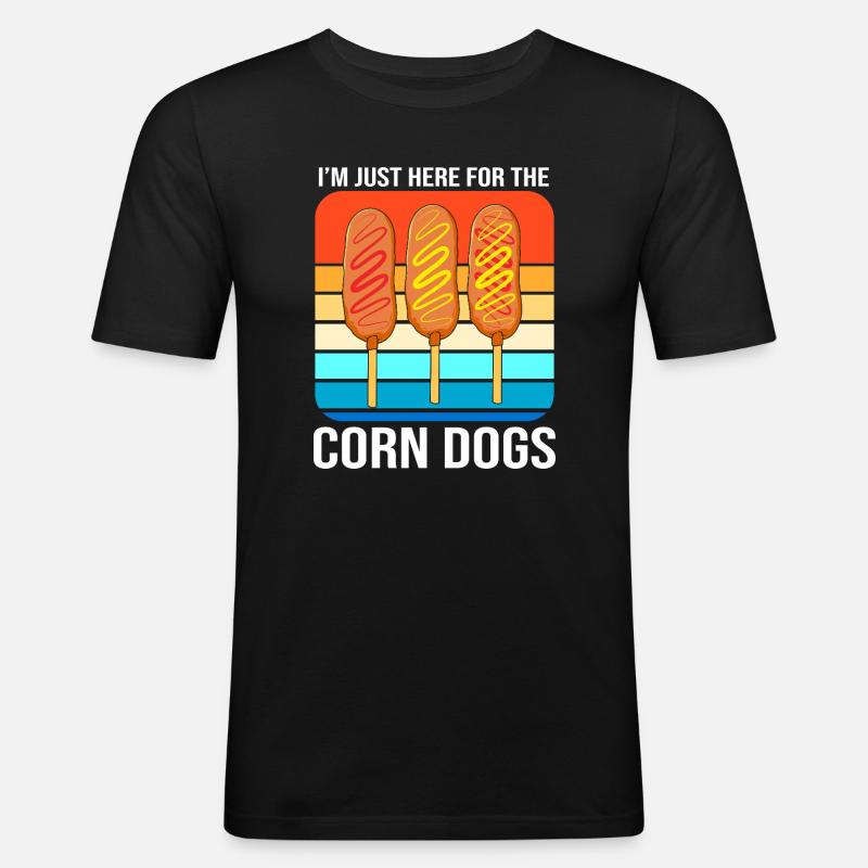 Corn Dog - Männer Slim Fit T-Shirt - Schwarz