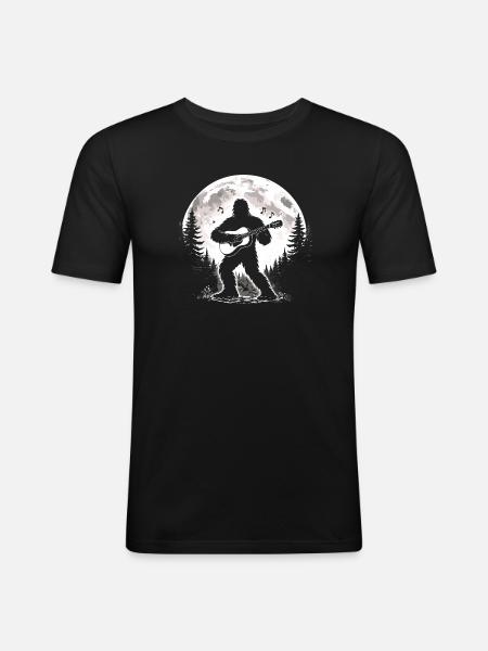 Bigfoot Gitarrist - Männer Slim Fit T-Shirt - Schwarz