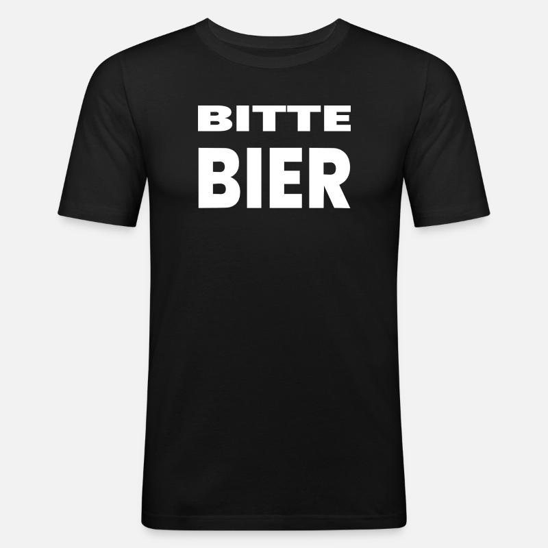 Bier - Männer Slim Fit T-Shirt - Schwarz