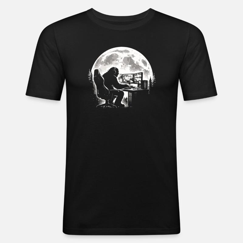 Bigfoot Gamer - Maglietta aderente da uomo - nero