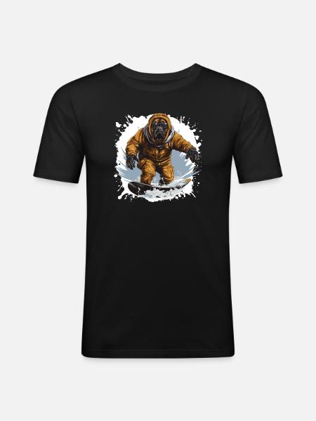 Mastiff Dog Snowboard - Men's Slim Fit T-Shirt - black