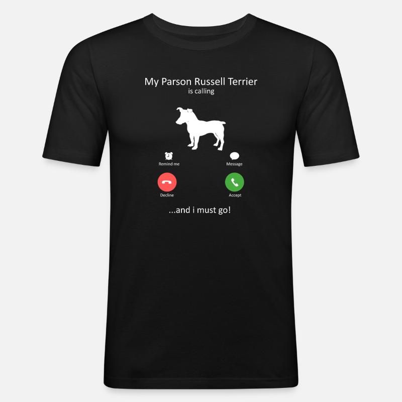 Parson Russell Terrier ruft lustigen Hund - Männer Slim Fit T-Shirt - Schwarz
