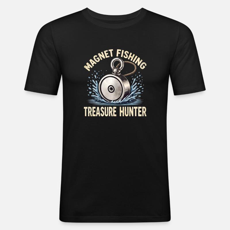 Magnetfischen Schatzjaeger - Männer Slim Fit T-Shirt - Schwarz