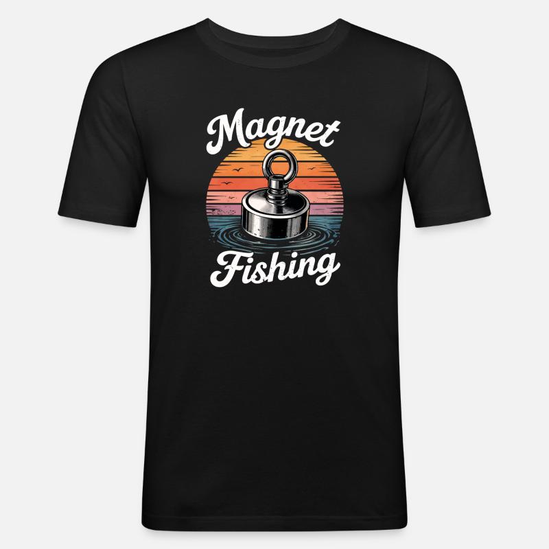 Magnetfischen - Männer Slim Fit T-Shirt - Schwarz
