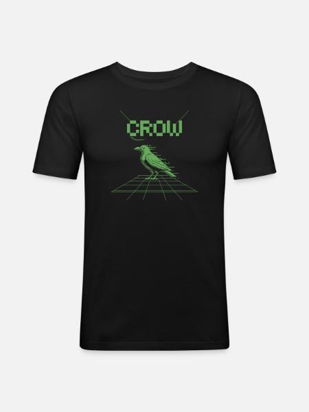 Crow retro skjorte – 8 bit gaming-stil - Herre Slim Fit T-Shirt - sort