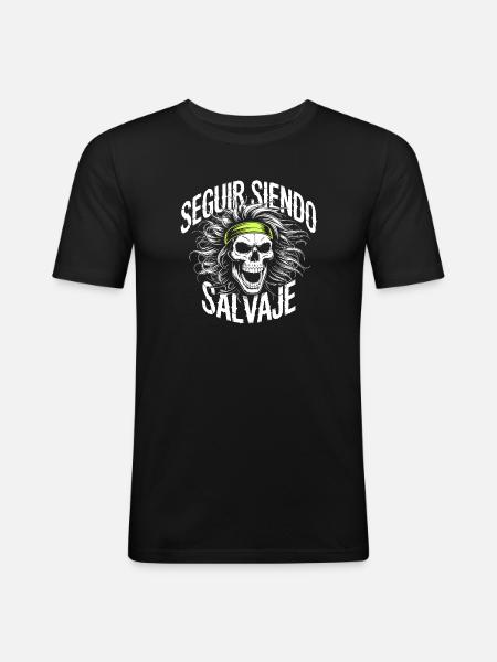 Wilder Pfad im Schädel - Männer Slim Fit T-Shirt - Schwarz