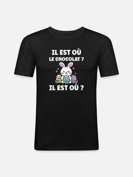 Where is the chocolate - Men's Slim Fit T-Shirt - black
