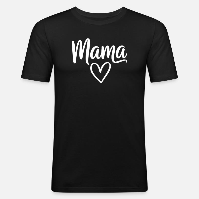 Mama Heart Skript - Männer Slim Fit T-Shirt - Schwarz