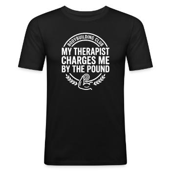 My Therapist Pound Price Saying - Men's Slim Fit T-Shirt - black - Front - Nik (191cm)