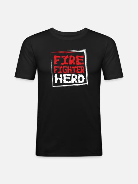 POMPIER-HÉROS - T-shirt près du corps Homme - noir