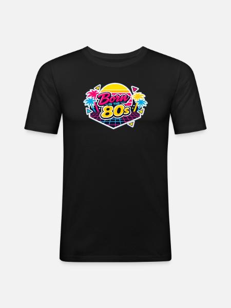 Born in the 80s Neon - Men's Slim Fit T-Shirt - black