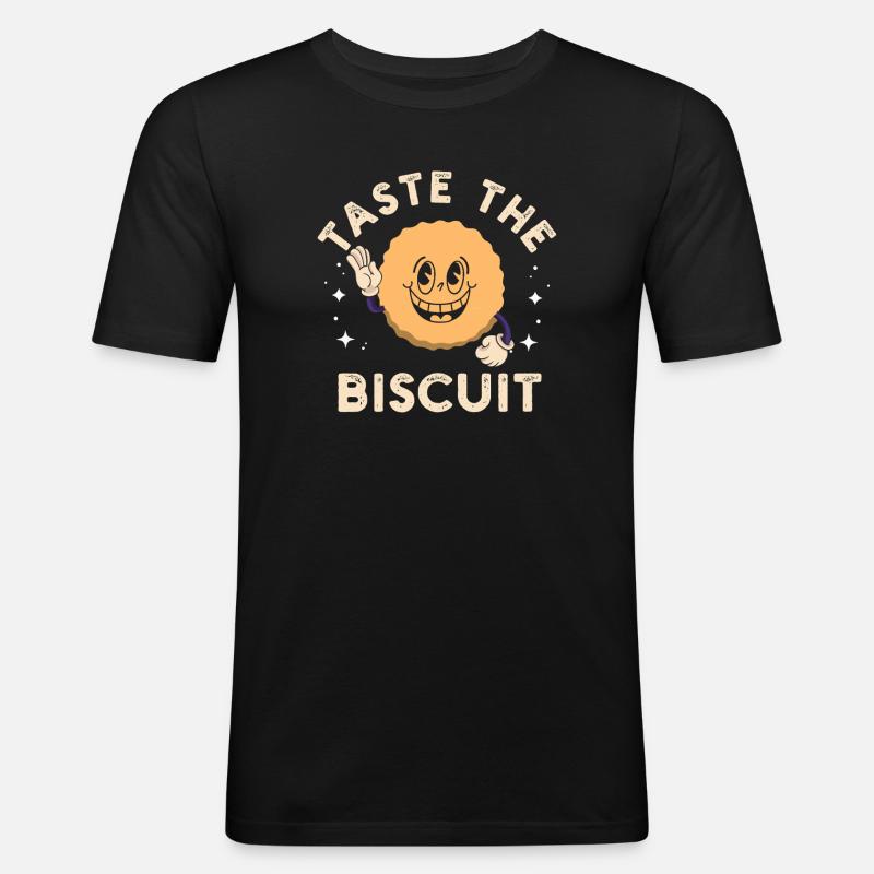 Sweet Bite Biscuit Maskottchen - Männer Slim Fit T-Shirt - Schwarz