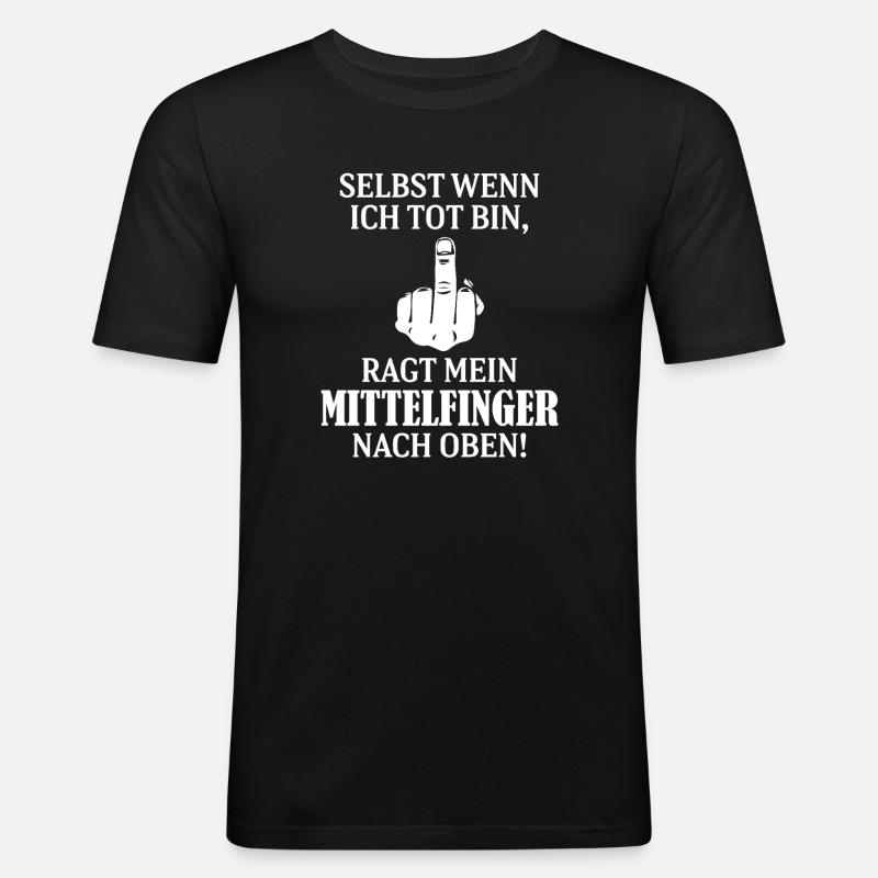 Savage German Middle Finger Slogan Graphic - Männer Slim Fit T-Shirt - Schwarz