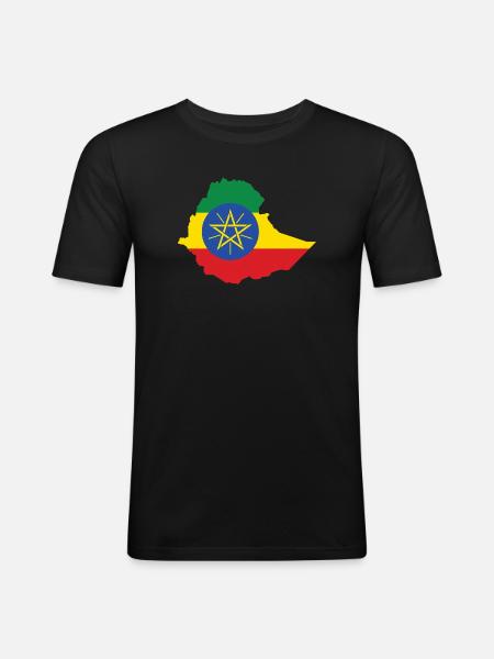Ethiopia Power Rasta Reggae Rastafari Roots - Men's Slim Fit T-Shirt - black