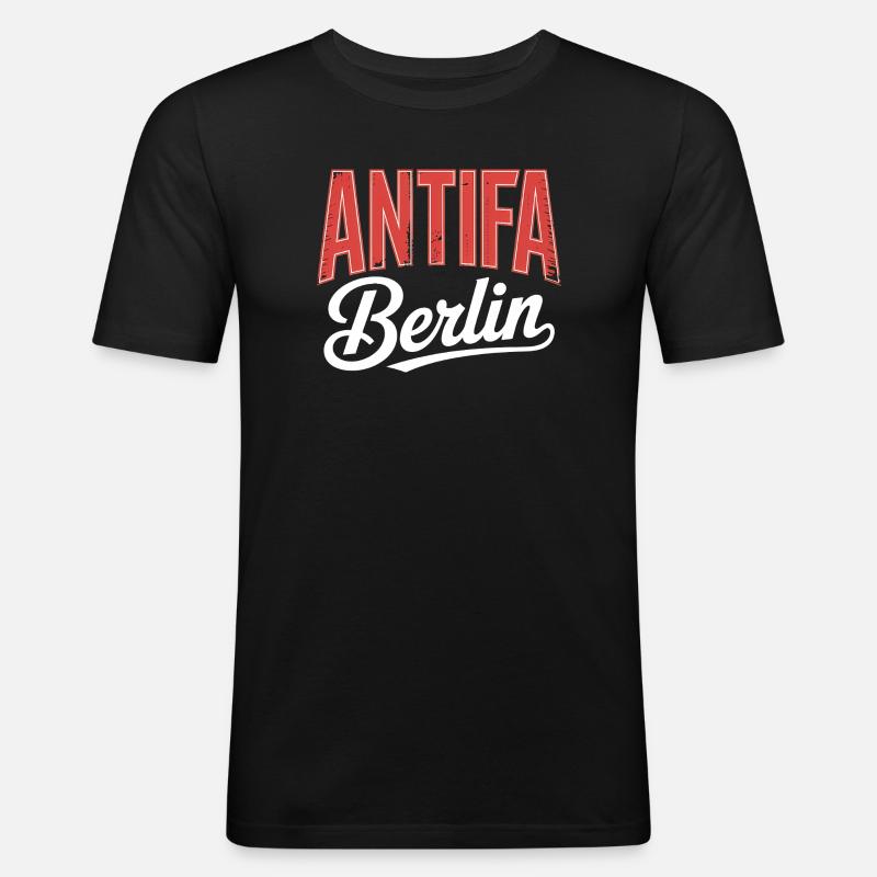 Antifa Berlin - Antifascist Tee - Men's Slim Fit T-Shirt - black