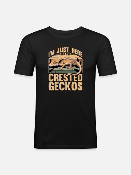 Funny Reptile Crested Gecko - Men's Slim Fit T-Shirt - black
