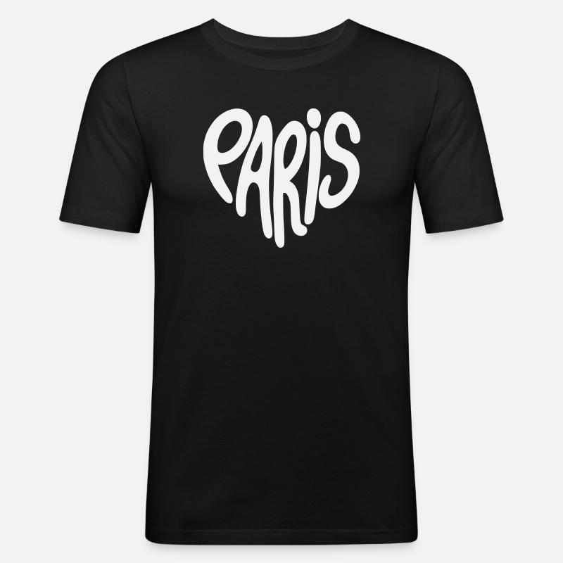 Paris Graffiti-Skript Logo herzförmig - Männer Slim Fit T-Shirt - Schwarz
