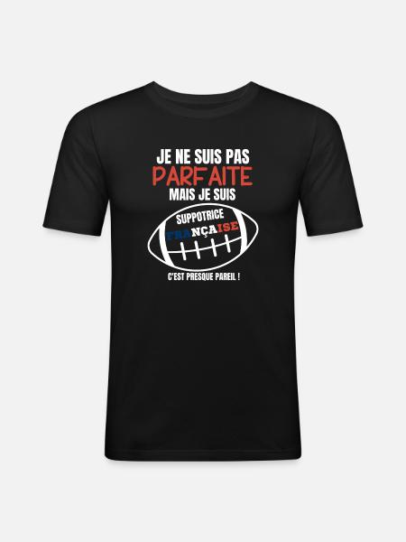 French Rugby Supporter Humor - Men's Slim Fit T-Shirt - black