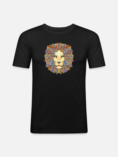 Geometric lion head - Men's Slim Fit T-Shirt - black