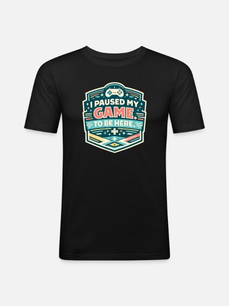 I paused my game – landed here - Men's Slim Fit T-Shirt - black