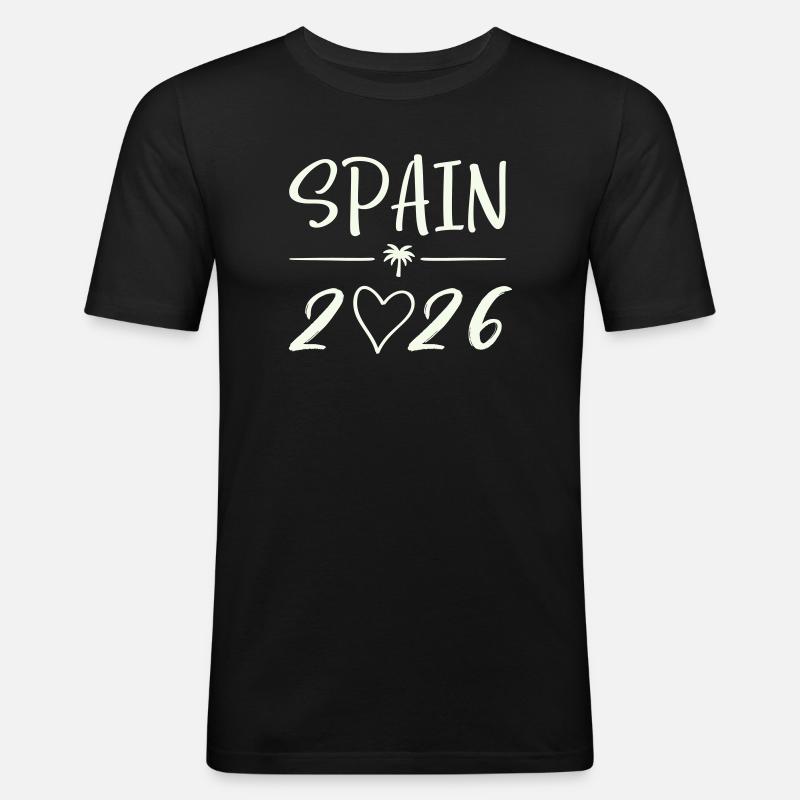 Spanien 2026 Palmen - Männer Slim Fit T-Shirt - Schwarz