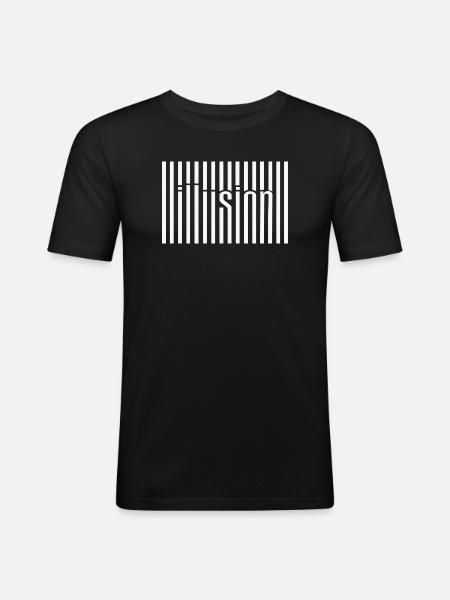 Barcode Illusion - Männer Slim Fit T-Shirt - Schwarz
