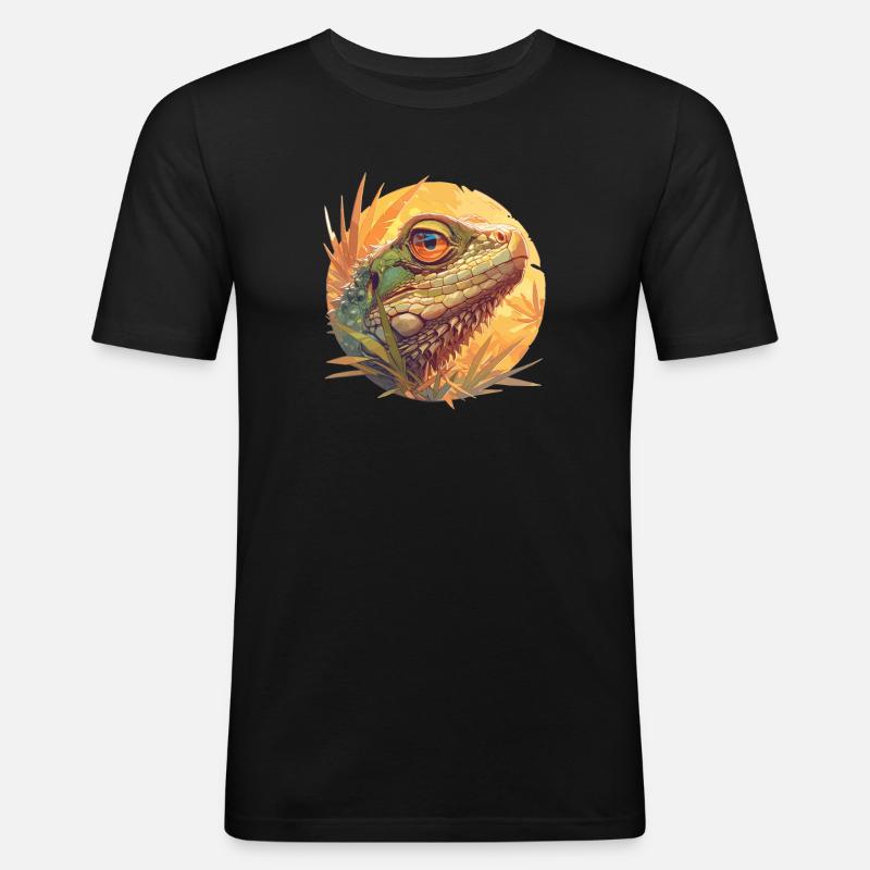 Eidechsen Eidechse - Männer Slim Fit T-Shirt - Schwarz