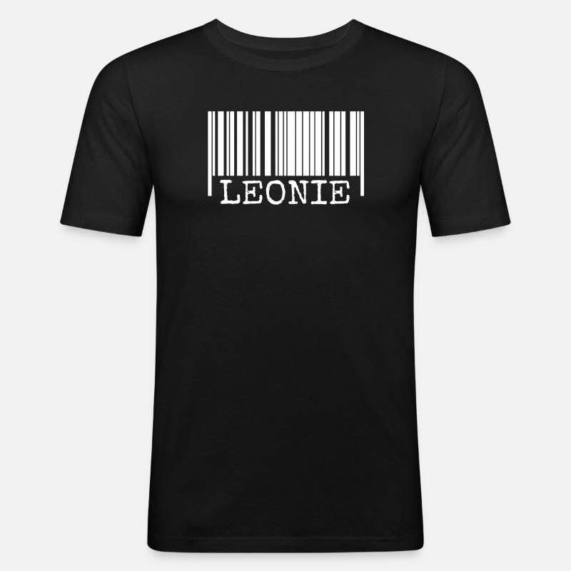 Leonie als Strichcode - Männer Slim Fit T-Shirt - Schwarz