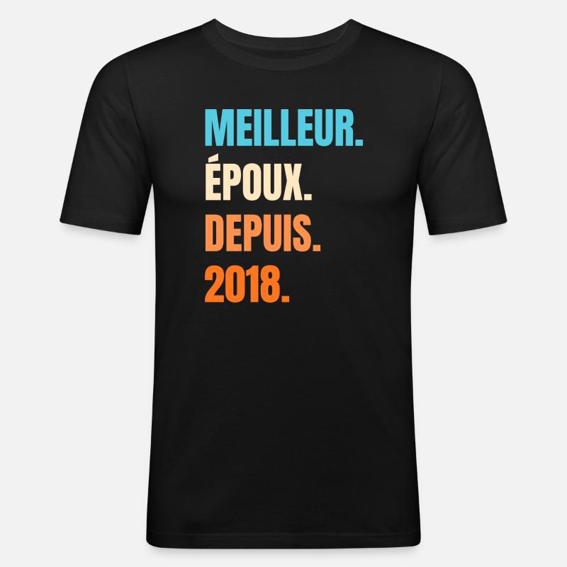 Bester Ehemann seit 2018 Geschenk-Ehemann - Männer Slim Fit T-Shirt - Schwarz