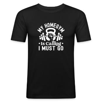 Les amateurs de gym à domicile : les appels à la gymnastique doivent aller en calistnique - T-shirt près du corps Homme - noir - Devant - Nik (191cm)