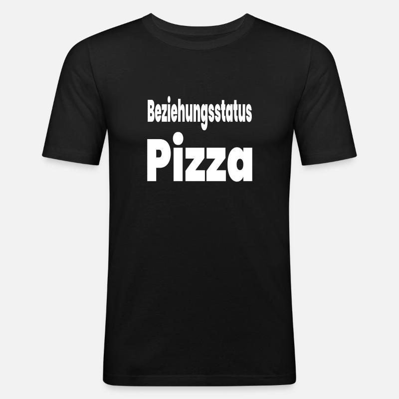 Pizza - Männer Slim Fit T-Shirt - Schwarz