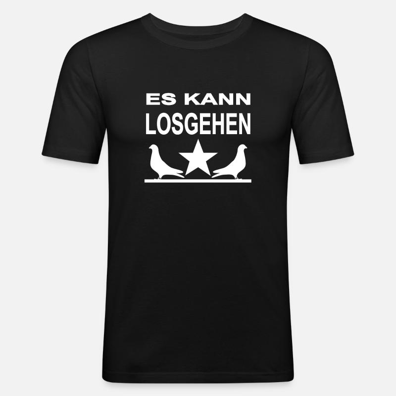 Tauben - Männer Slim Fit T-Shirt - Schwarz
