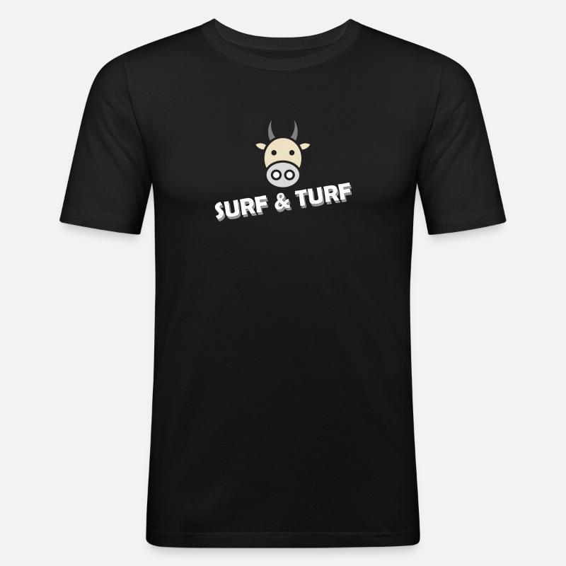 SURF & TURF - Männer Slim Fit T-Shirt - Schwarz