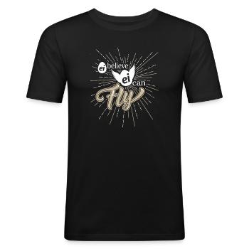 Fans de poulet - Coq - Coq - Diction - Bio - T-shirt près du corps Homme - noir - Devant - Nik (191cm)