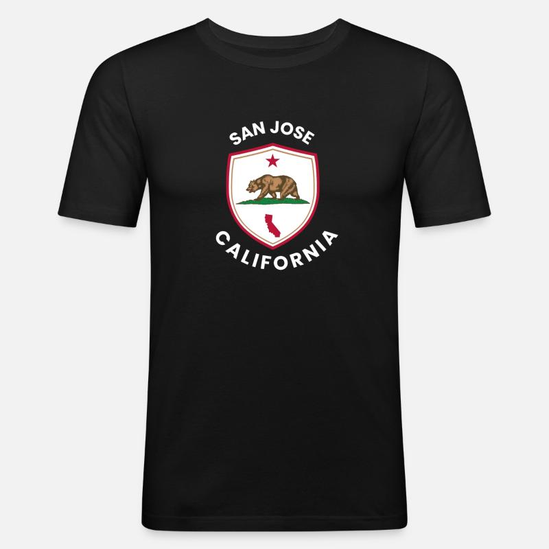 San Jose Shield Bear Emblem - Männer Slim Fit T-Shirt - Schwarz