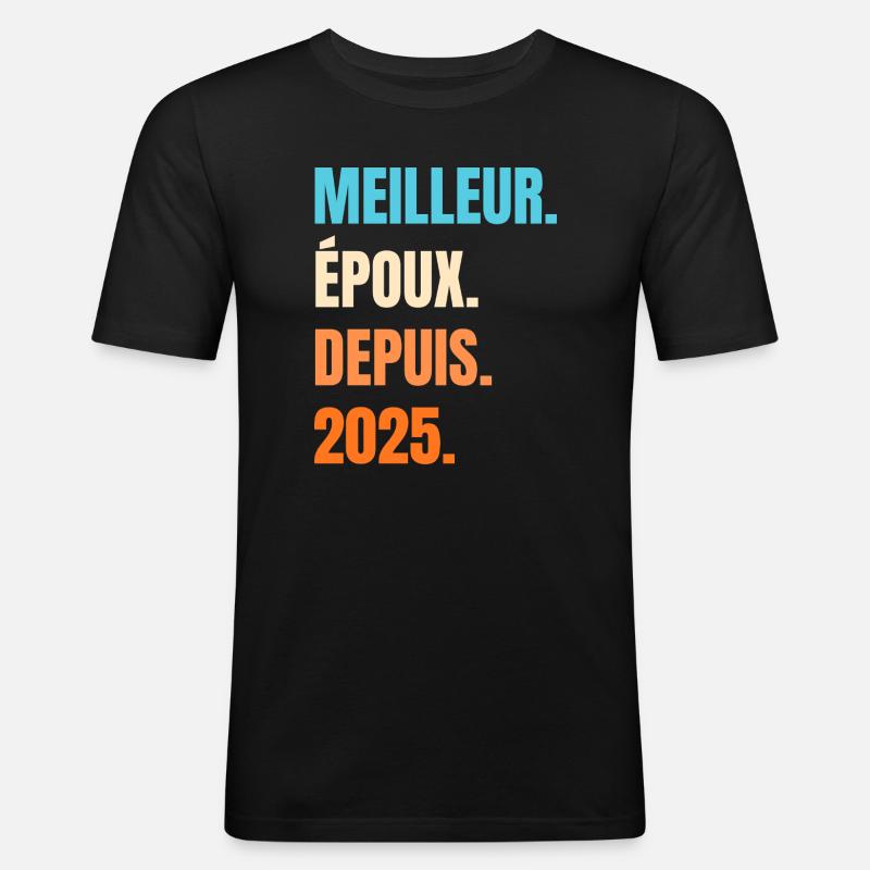 Bester Ehemann seit 2025 Geschenk-Ehemann - Männer Slim Fit T-Shirt - Schwarz