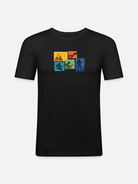 Gitarrengrunge Farbblöcke - Männer Slim Fit T-Shirt - Schwarz