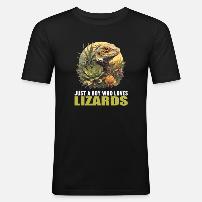 Eidechsen Eidechse - Männer Slim Fit T-Shirt - Schwarz