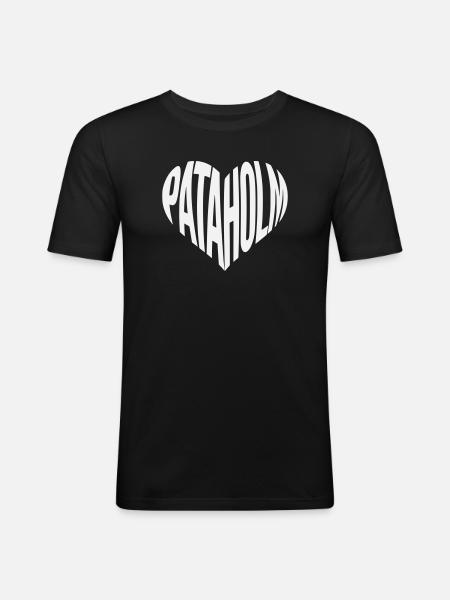 Pataholm Heart Lettering - Men's Slim Fit T-Shirt - black