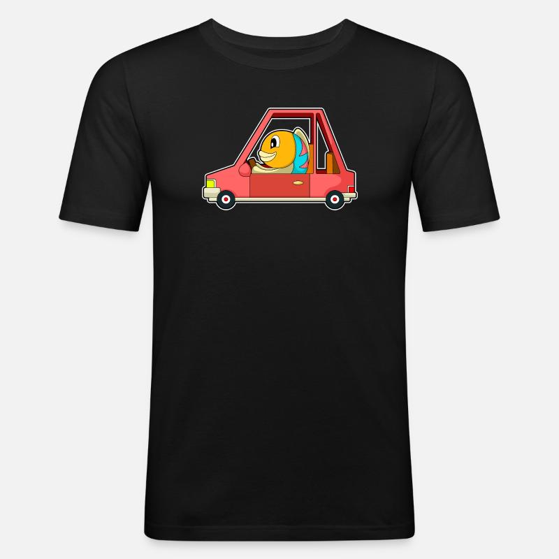 Fisch Auto - Männer Slim Fit T-Shirt - Schwarz