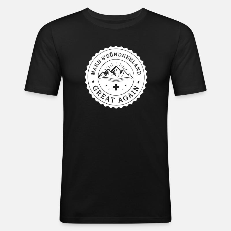 make s'Bünderland great again - Männer Slim Fit T-Shirt - Schwarz