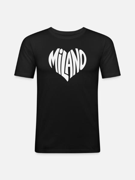 Milan Milano Heart Typography - Men's Slim Fit T-Shirt - black